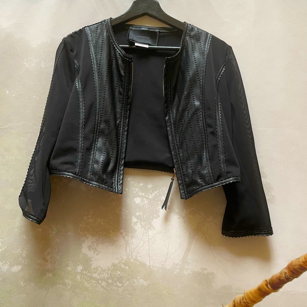 New Leather - Lace women fashionable sporty jacket with gold zipper